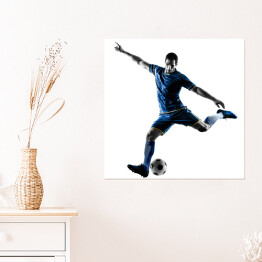 Plakat samoprzylepny Mężczyzna - piłkarz na białym tle