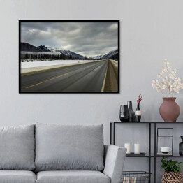 Plakat w ramie Droga w zimie, Rocky Mountains, Kanada