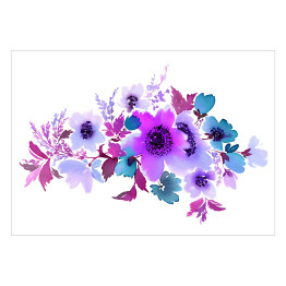 Bukiet z letnich kwiatów - akwarela