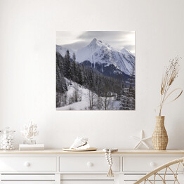 Plakat samoprzylepny Śnieg zakrywający szczyty gór, Kanada