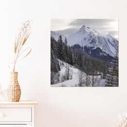 Plakat samoprzylepny Śnieg zakrywający szczyty gór, Kanada
