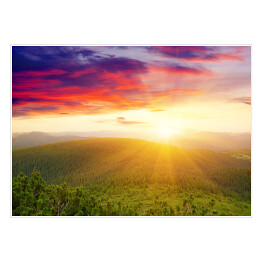 Plakat samoprzylepny Krajobraz górski w słońcu