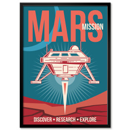 Plakat w ramie Statek kosmiczny lądujący na Marsie