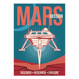 Plakat samoprzylepny Statek kosmiczny lądujący na Marsie