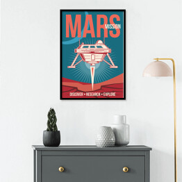 Plakat w ramie Statek kosmiczny lądujący na Marsie