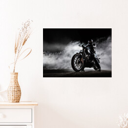 Plakat Motocykl na tle burzowego nieba