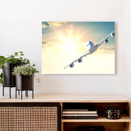 Obraz na płótnie Samolot pasażerski lecący w stronę kamery