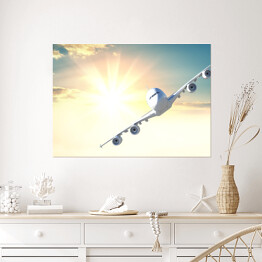 Plakat Samolot pasażerski lecący w stronę kamery