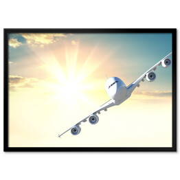 Plakat w ramie Samolot pasażerski lecący w stronę kamery