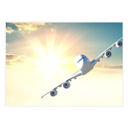 Plakat samoprzylepny Samolot pasażerski lecący w stronę kamery