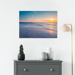 Plakat samoprzylepny Barwny zachód słońca na plaży Glenelg