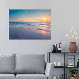 Plakat samoprzylepny Barwny zachód słońca na plaży Glenelg
