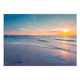 Plakat Barwny zachód słońca na plaży Glenelg