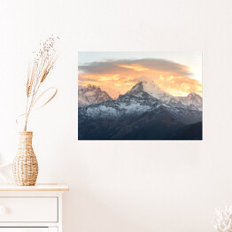 Plakat samoprzylepny Wschód słońca nad Annapurną, widok ze wzgórza Poon Hill