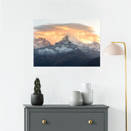 Plakat samoprzylepny Wschód słońca nad Annapurną, widok ze wzgórza Poon Hill