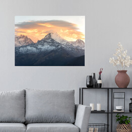 Plakat Wschód słońca nad Annapurną, widok ze wzgórza Poon Hill