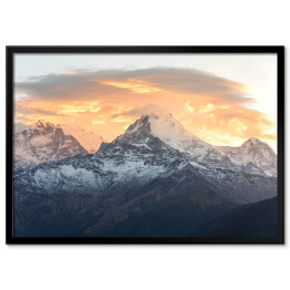 Plakat w ramie Wschód słońca nad Annapurną, widok ze wzgórza Poon Hill