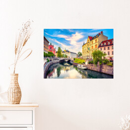 Plakat samoprzylepny Pejzaż miejski, Stare Miasto - Lublana, Słowenia