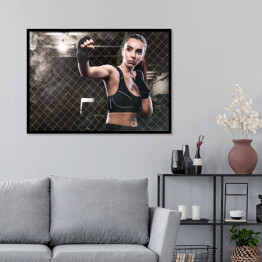 Plakat w ramie Kobieta - bokser 
