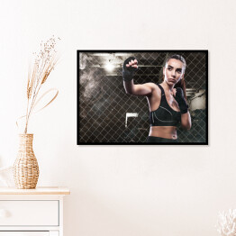 Plakat w ramie Kobieta - bokser 