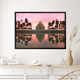 Obraz w ramie Ilustracja - Taj Mahal otoczone tropikalnymi drzewami