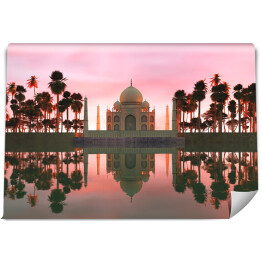 Fototapeta winylowa zmywalna Ilustracja - Taj Mahal otoczone tropikalnymi drzewami
