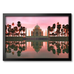 Obraz w ramie Ilustracja - Taj Mahal otoczone tropikalnymi drzewami