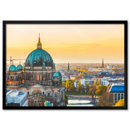 Plakat w ramie Berlin - widok z lotu ptaka o zachodzie słońca