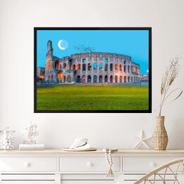 Obraz w ramie Księżyc nad Koloseum w Rzymie, Włochy