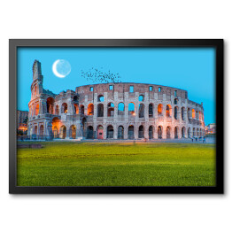 Obraz w ramie Księżyc nad Koloseum w Rzymie, Włochy