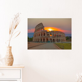 Plakat Wschód słońca w Rzymie - Koloseum, Włochy