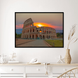 Plakat w ramie Wschód słońca w Rzymie - Koloseum, Włochy