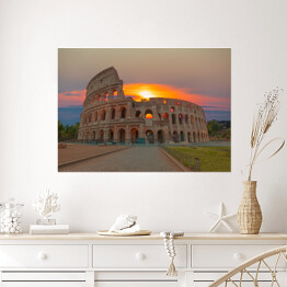 Plakat Wschód słońca w Rzymie - Koloseum, Włochy