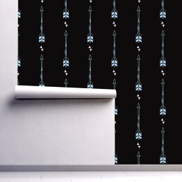 Tapeta samoprzylepna w rolce Wzór z dekoracyjnymi strzałami i białymi trójkątami na czarnym tle