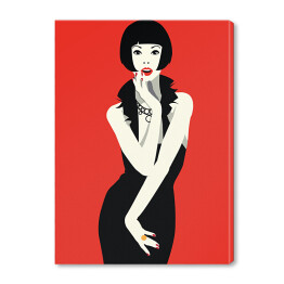 Obraz na płótnie Moda kobieta w stylu pop-art na czerwonym tle