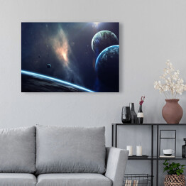 Obraz na płótnie Piękno kosmosu, planety, gwiazdy i galaktyki w nieskończonym wszechświecie. Elementy tego obrazu dostarczone przez NASA
