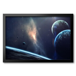 Obraz w ramie Piękno kosmosu, planety, gwiazdy i galaktyki w nieskończonym wszechświecie. Elementy tego obrazu dostarczone przez NASA