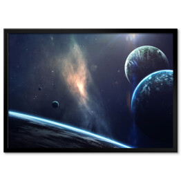Plakat w ramie Piękno kosmosu, planety, gwiazdy i galaktyki w nieskończonym wszechświecie. Elementy tego obrazu dostarczone przez NASA