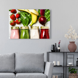 Obraz na płótnie Wielobarwne koktajle i soki z warzyw i owoców