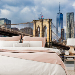 Fototapeta samoprzylepna Most Brookliński i panorama Manhattanu w USA