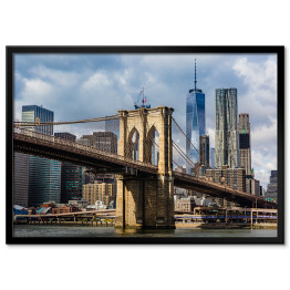 Plakat w ramie Most Brookliński i panorama Manhattanu w USA