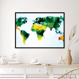 Plakat w ramie Mapa świata z figur geometrycznych