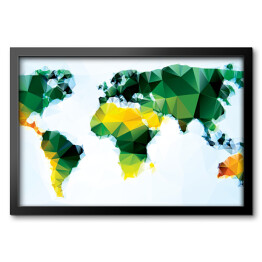 Obraz w ramie Mapa świata z figur geometrycznych