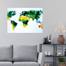 Plakat samoprzylepny Mapa świata z figur geometrycznych