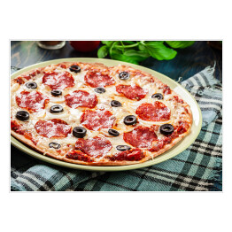 Plakat Pizza pepperoni z oliwkami