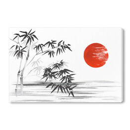 Obraz na płótnie Tradycyjny japoński obraz - roślinność na brzegu rzeki