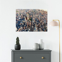 Plakat samoprzylepny Widok z lotu ptaka środek miasta, Manhattan, Nowy Jork