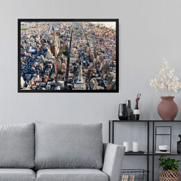 Obraz w ramie Widok z lotu ptaka środek miasta, Manhattan, Nowy Jork
