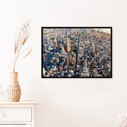 Plakat w ramie Widok z lotu ptaka środek miasta, Manhattan, Nowy Jork