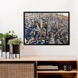 Obraz w ramie Widok z lotu ptaka środek miasta, Manhattan, Nowy Jork